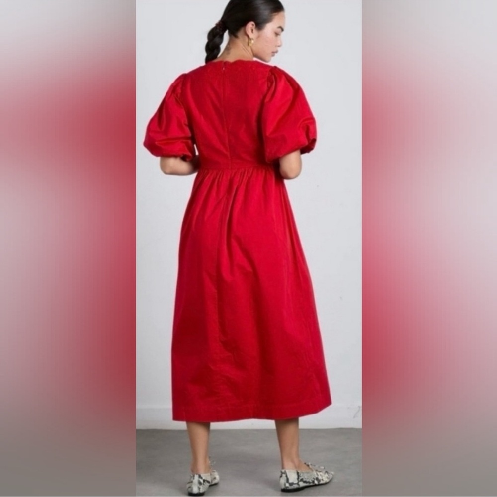 Damson Madder Aria Bow Embroidered Midi Dress EU Size 14/ US Size 10 - Picture 2 of 12